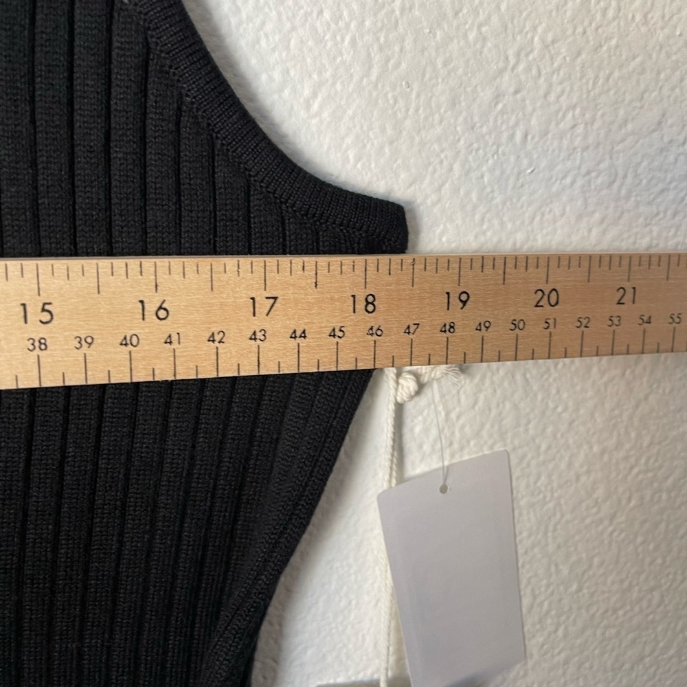 Good American Sleeveless Belted Body Dress Ribbed Knit Black Midi Black 3X - Picture 6 of 9